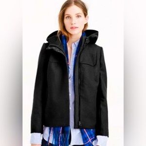 J Crew Melton Wool Hooded Zipper Front Jacket SZ 10
